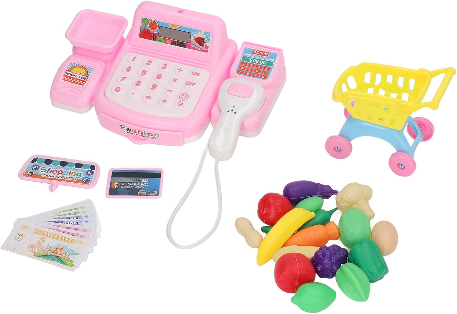 Cash Register Toy, Music Lights Early Learning Features with Set for Kids Plastic Durable Safe Educational Grocery Store Accessories Blue ?